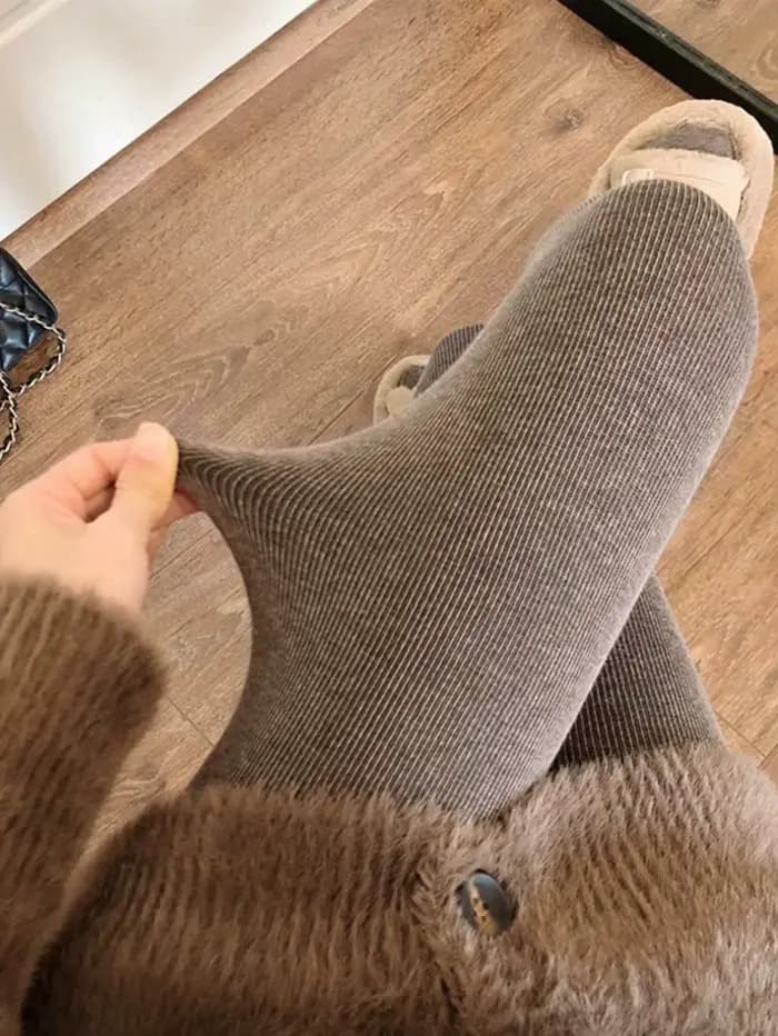 Collants longs gris chaud pour femmes