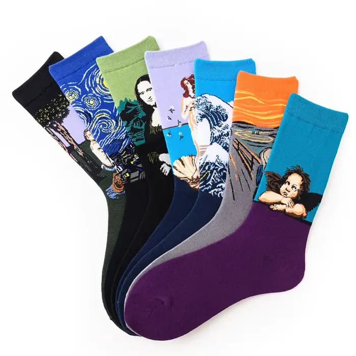1 paire rétro femmes Art Van Gogh murale série de peinture à l'huile de renommée mondiale hommes chaussettes