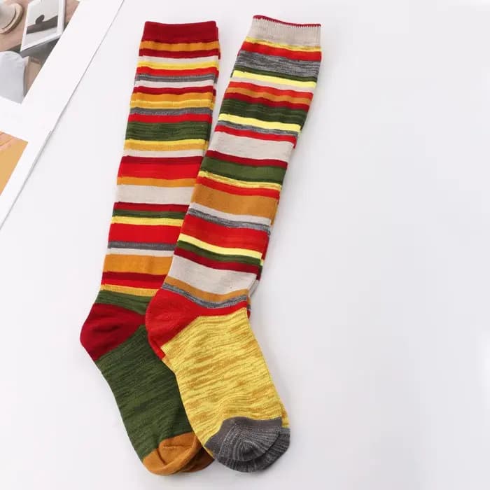 Chaussettes de noël en coton à rayures colorées pour femmes