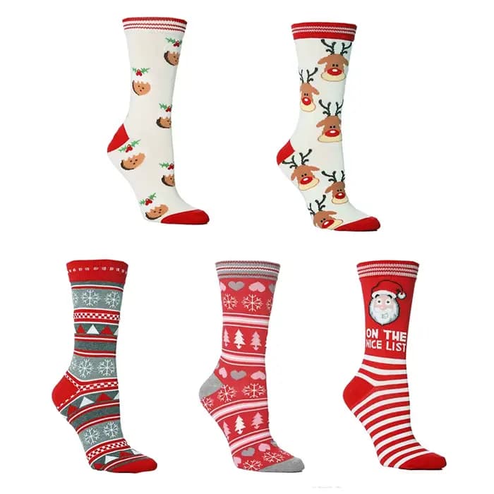 1 paire de chaussettes de noël en forme d'élan pour femmes et hommes