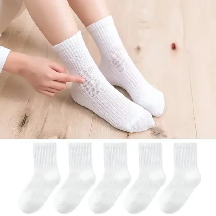 5 paires/lot enfants chaussette doux respirant coton école chaussettes filles garçons décontracté gris noir blanc sport