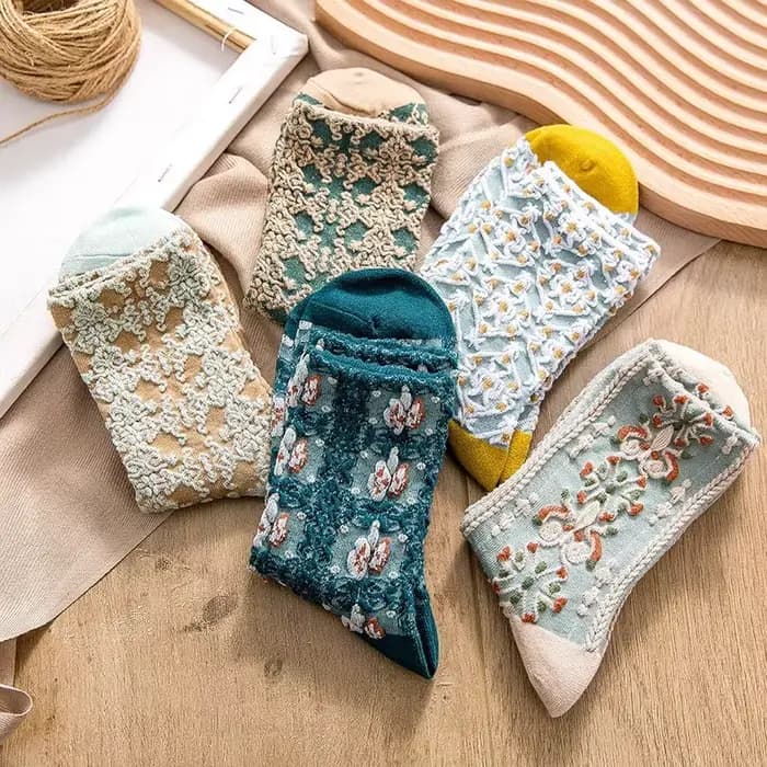 Ensemble de 5 paires de chaussettes rétro mignonnes pour femmes