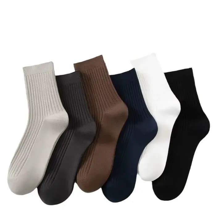 Chaussettes en coton mi-mollet pour toutes les saisons, monochromes et polyvalentes, 5 paires