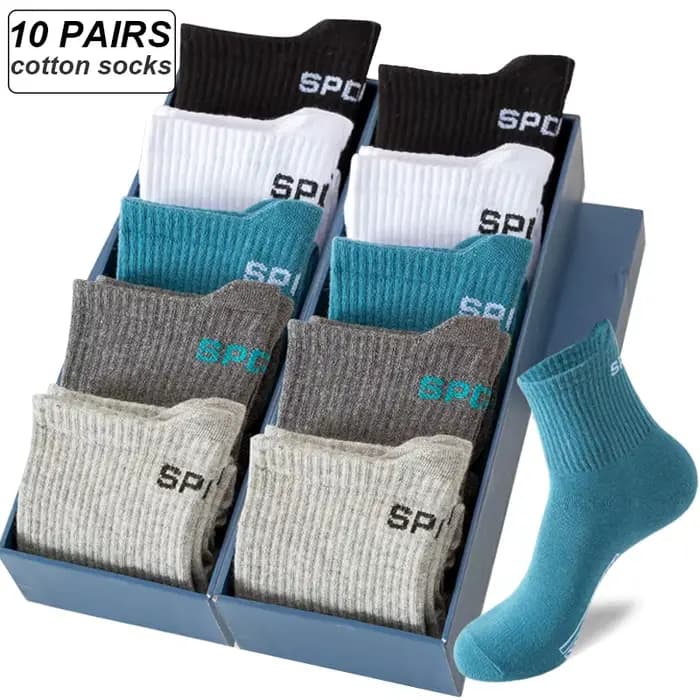 10 paires hommes chaussettes coton biologique respirant