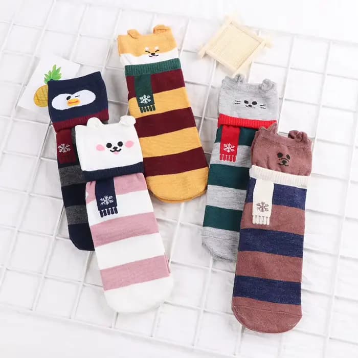 Chaussettes coréennes pour femmes, motif Animal de dessin animé Kawaii, en coton de haute qualité, mignonnes, amusantes, confortables, polyvalentes, pour filles, cadeau, vente en gros