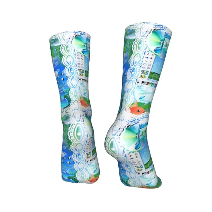 Retro Frutiger Aero Art (2) Chaussettes pour hommes, chaussettes douces et amusantes, chaussettes graphiques antidérapantes pour la course à pied, idée cadeau