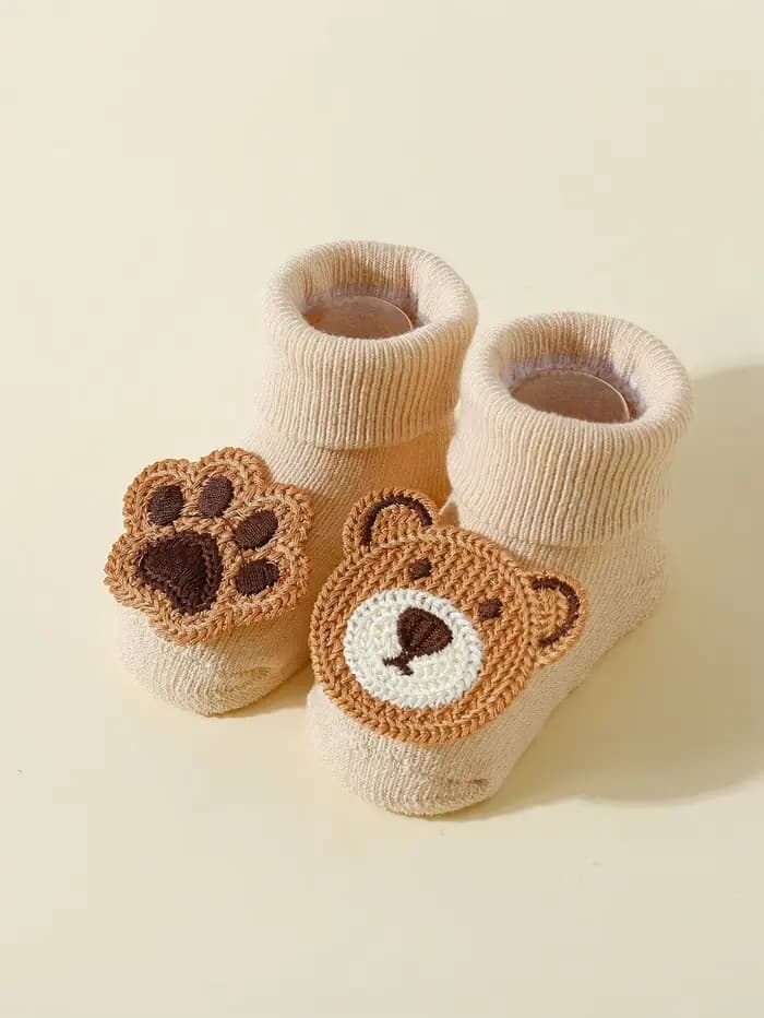 4 paires de chaussettes ours de dessin animé mignon pour bébé