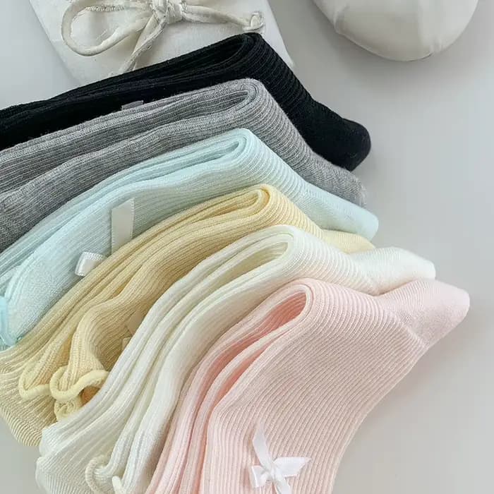 Chaussettes pour femmes, nouvelle collection, couleur bonbon, avec nœud, style décontracté, mode coréenne, respirantes, à volants, en coton