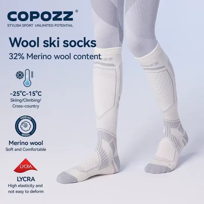 COPOZZ nouvelles chaussettes de Ski d'hiver hommes femmes thermique laine mérinos longues