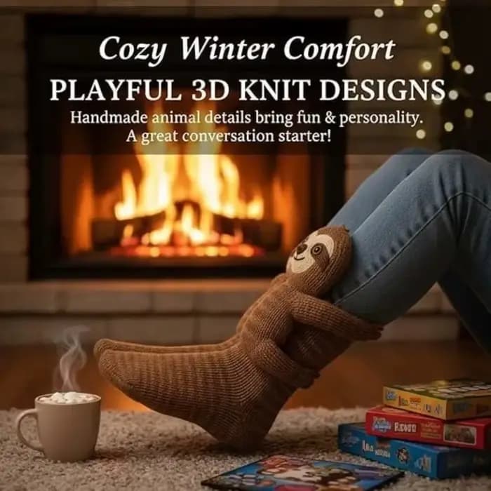 Chaussettes de sol en forme d'animal mignon tricoté en 3D