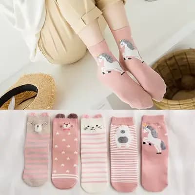 Lot de 5 paires de chaussettes 100% coton pour enfant