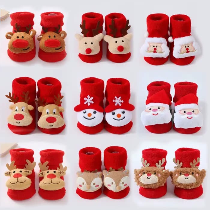 Mignon père noël poupée tricoté bébé chaussettes nouveau-né enfant en bas âge doux bonhomme de neige cerf chaud
