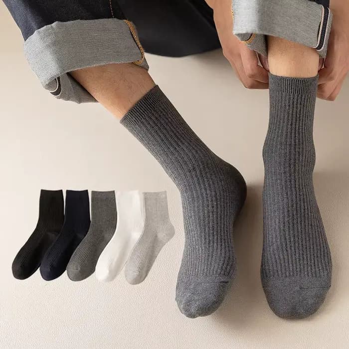 3 paires de chaussettes en coton pour hommes, décontractées, respirantes, couleur unie, noires, de haute qualité, pour le bureau et les affaires