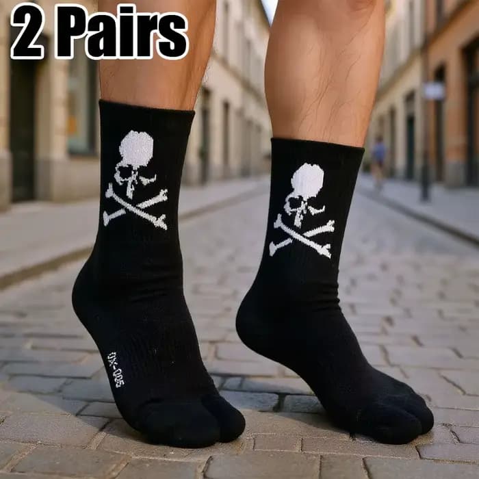 2 paires hommes chaussettes nouvelle mode coton blanc noir chaussettes femmes Skateboard chaussettes créatives Halloween os longues chaussettes Halloween chaussettes
