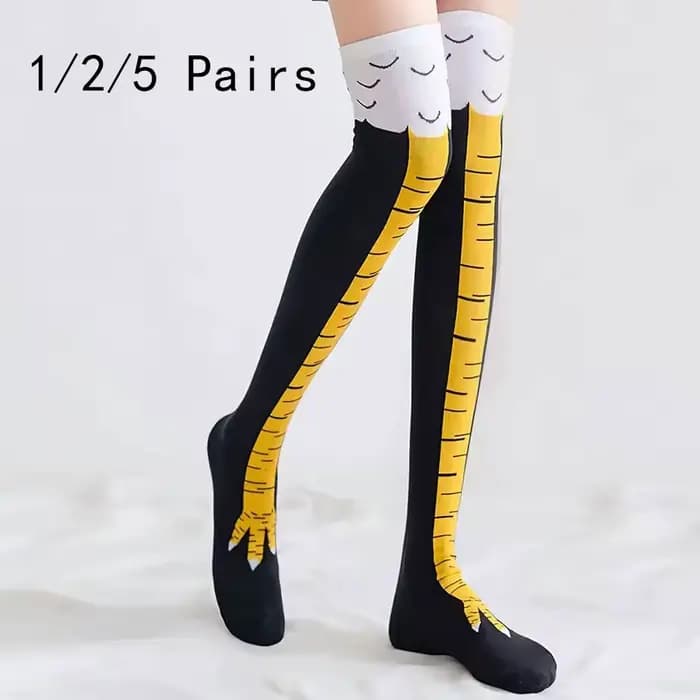 1/2/5/10 paires femmes genou chaussettes hautes à la mode dessin animé drôle poulet griffe
