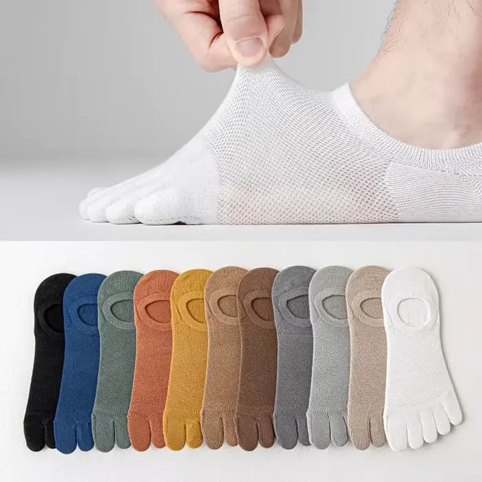 Chaussettes Homme Printemps-Été Cinq Doigts Légères Respirantes à Bout Ouvert en Coton Fin Couleur Unie Simples Vente en Gros