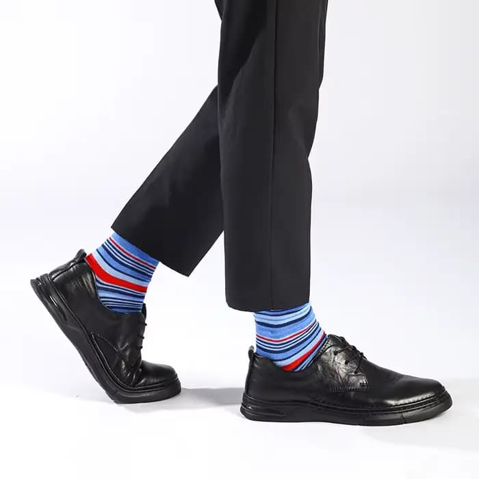 Chaussettes longues décontractées en coton pour hommes, motif de points bleus, affaires provoqué, marque douce, design de mode, grande taille, haute qualité, 6 paires