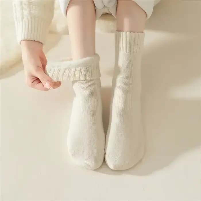 3 paires femmes chaussettes laine automne hiver chaud neige Markron couleur épais peluche poilu doux post-partum bas