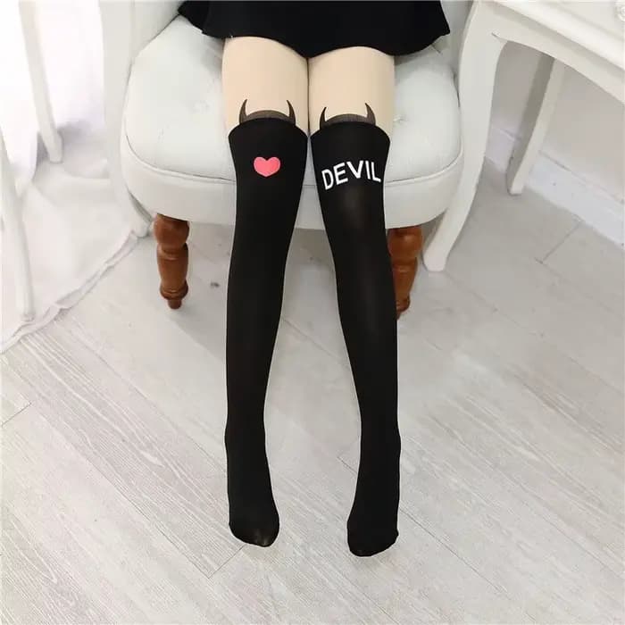 Collants d'été fins pour filles, bas en velours, faux tatouage, blanc, dessin animé chat renard, pour enfants