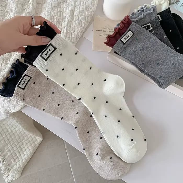 Chaussettes pour femmes nouveaux points mignon froufrous décontracté mode