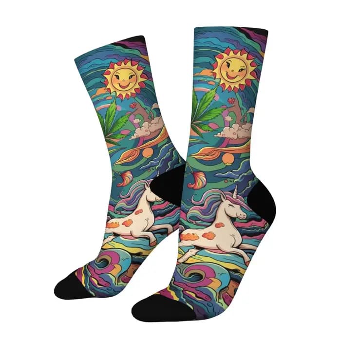 Harajuku rétro bohème fantaisie imprimé chaussettes pour hommes confortable respirant