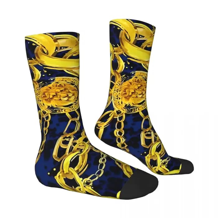 Chaussettes coordonnantes à motif de fleurs dorées personnalisées