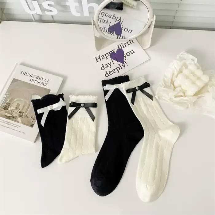 Chaussettes pour femmes, nouvelle collection printemps-été, chaussettes à nœuds, chaussettes fines à motif ondulé, chaussettes mi-mollet, tendance mode, chaussettes fines respirantes en maille simple