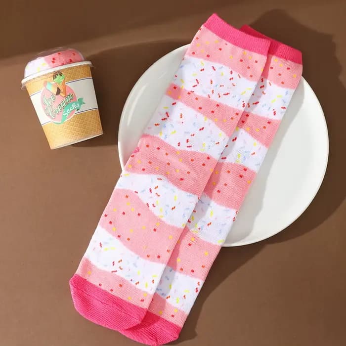 Chaussettes élégantes à motif de crème glacée pour hommes et femmes