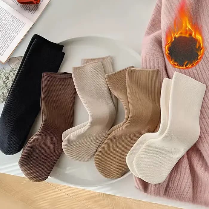 5 paires hiver chaud solide femmes chaussettes épaissir