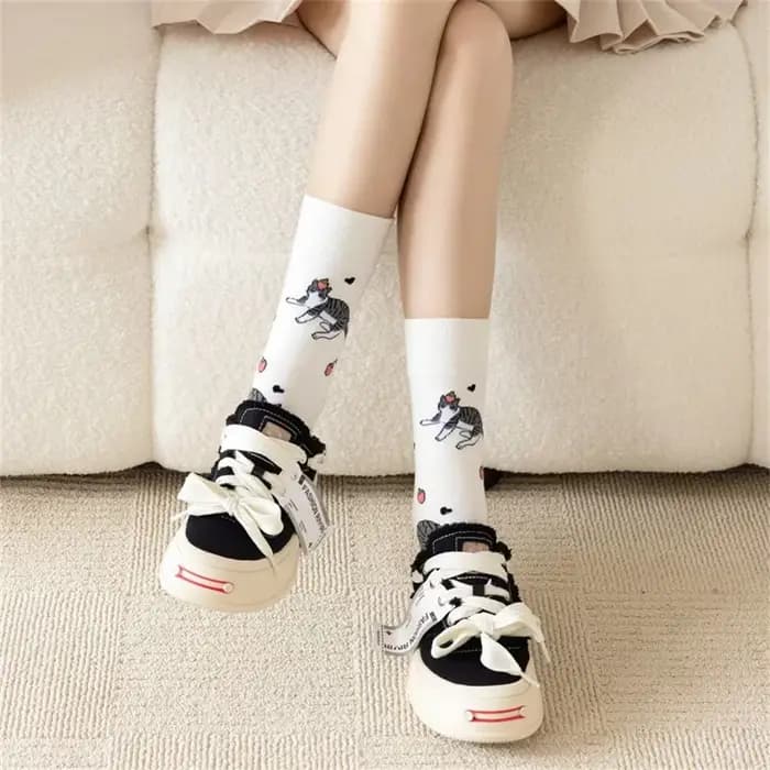 Nouveau dessin animé mignon renard chat chaussettes 3D tricoté doux coton Sport Streetwear décontracté roman cadeau Sokken livraison directe