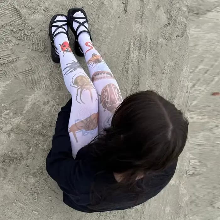 Collants insectes imprimés de dessins animés pour femmes