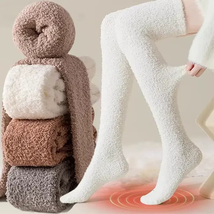 Chaussettes hautes chaudes en molleton de corail pour femmes