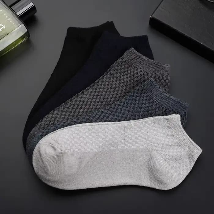 5 paires/chaussettes en tissu de bambou pour hommes chaussettes décontractées en Fiber