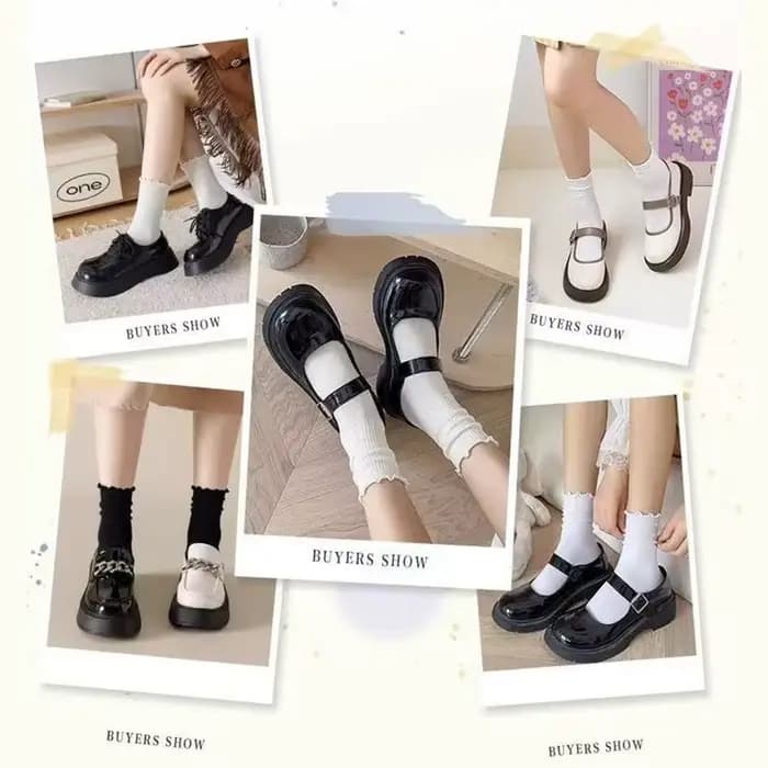 Chaussettes à volants pour femmes, couleur unie, en coton, confortables, mi-hautes, respirantes, style Kawaii