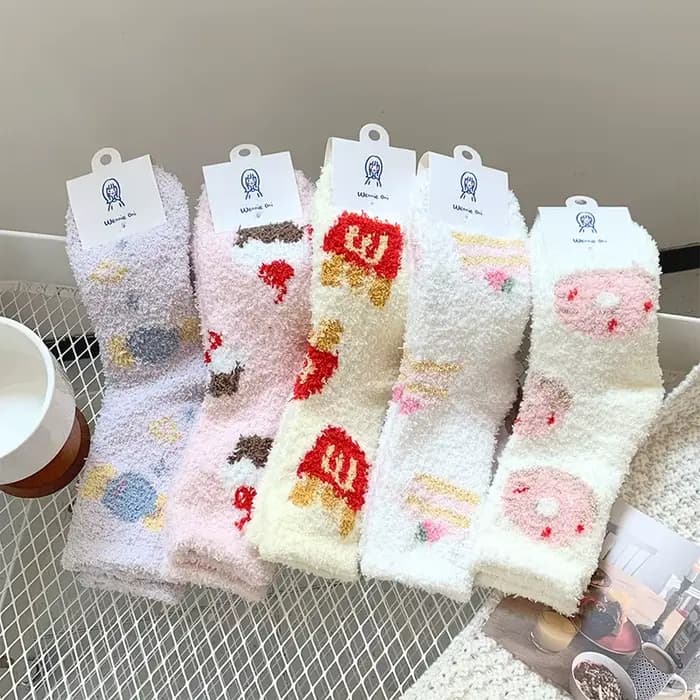 Chaussettes pour femmes épaissies chaudes Kawaii mignon Verstaile doux haute qualité corail polaire