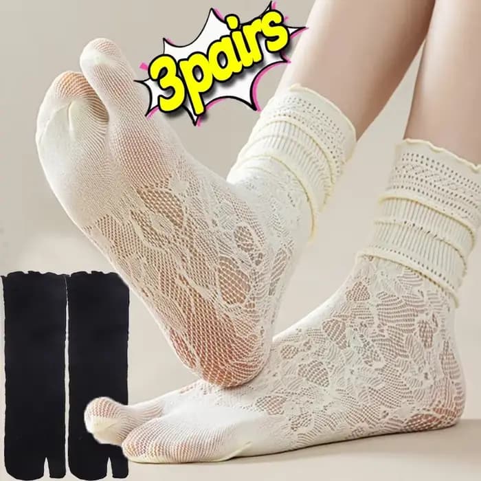 Japonais Sexy dentelle Tabi orteil chaussettes pour femmes été deux orteils