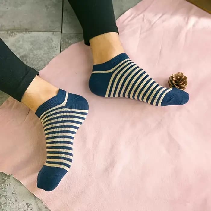 5 paires de chaussettes de cheville décontractées de style nautique de couleurs mélangées