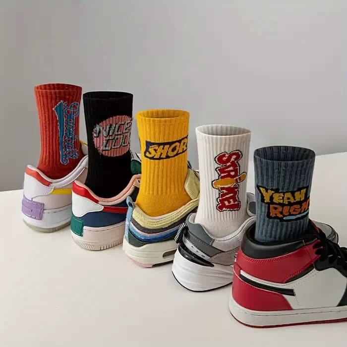 5/10/20 paires aléatoire personnalisé Graffiti Style femmes mi chaussettes à la mode haute rue Super Cool filles