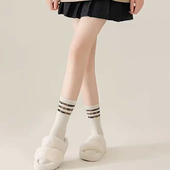 3 paires de chaussettes mi-mollet pour femmes, chaussettes longues à imprimé léopard, tendance printemps-automne, mode automne-hiver, chaussettes hautes polyvalentes antidérapantes