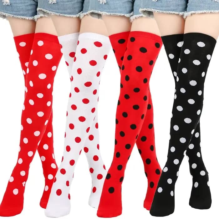 Cuisse haute chaussette femmes Dot rayé bas dames Kawaii drôle filles blanc longue au-dessus du genou chaussette Cosplay noël 2025 nouveau