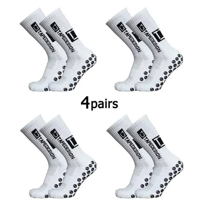 4 paires/lot 2024 nouveau ANTI SLIP Tapedesign chaussettes de Football mi-mollet antidérapant