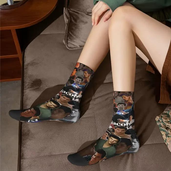 Chaussettes noires Twilight Jacob Harajuku