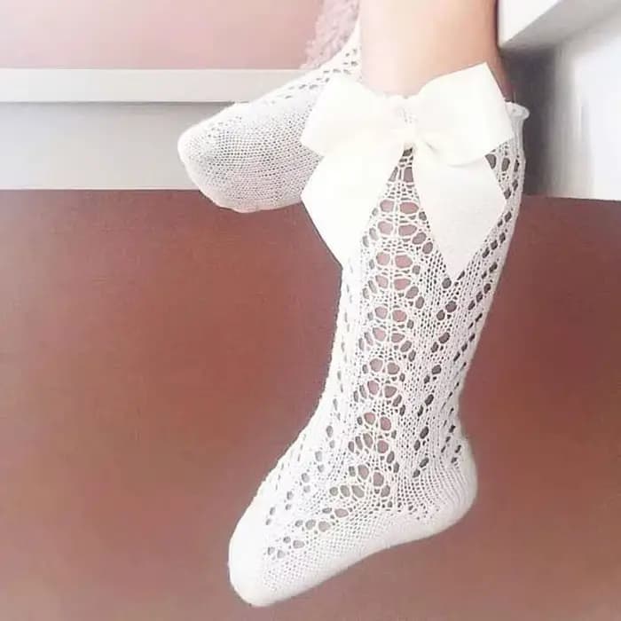 Chaussettes hautes pour enfants, nœuds de Style Royal, chaussettes hautes pour bébés et tout-petits, chaussettes tubulaires ajourées pour enfants, couleurs acidulées