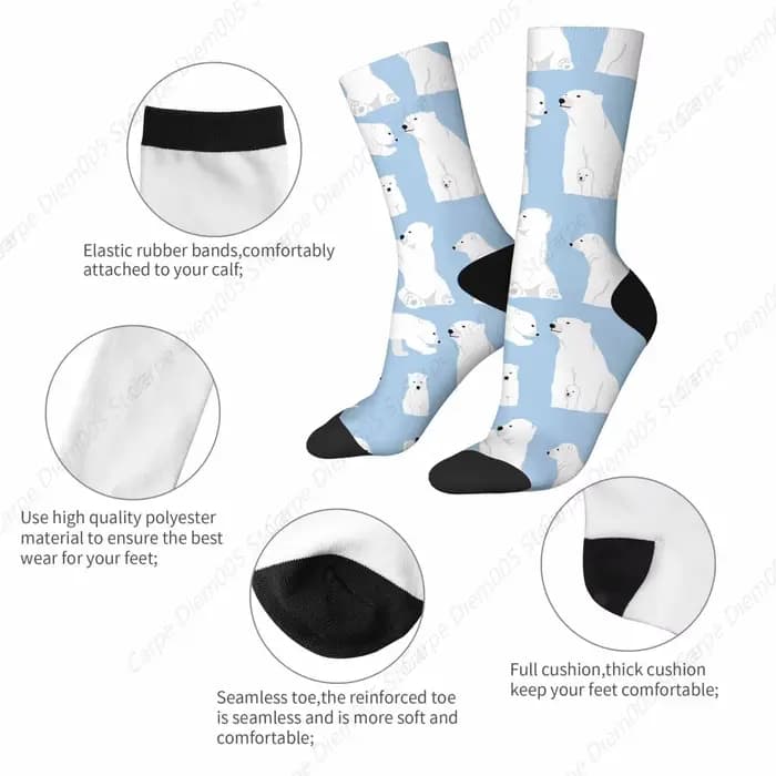 Chaussettes en coton ours polaire pour hommes et femmes