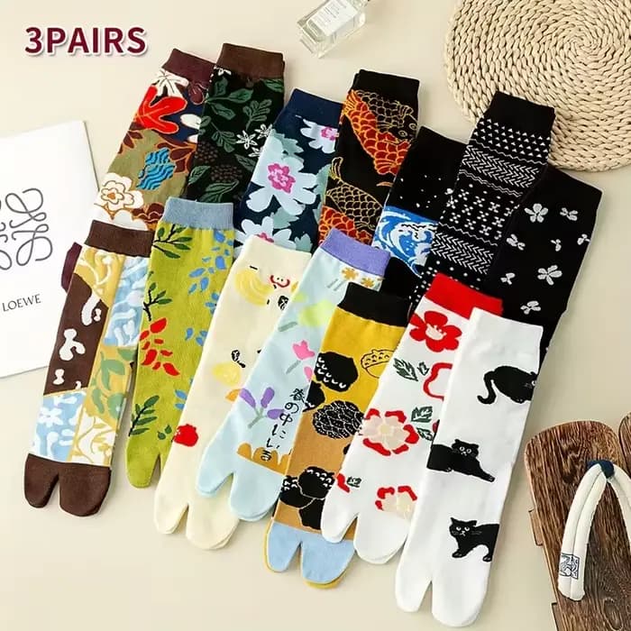 3/5 paires de chaussettes mi-mollet en coton à orteils séparés