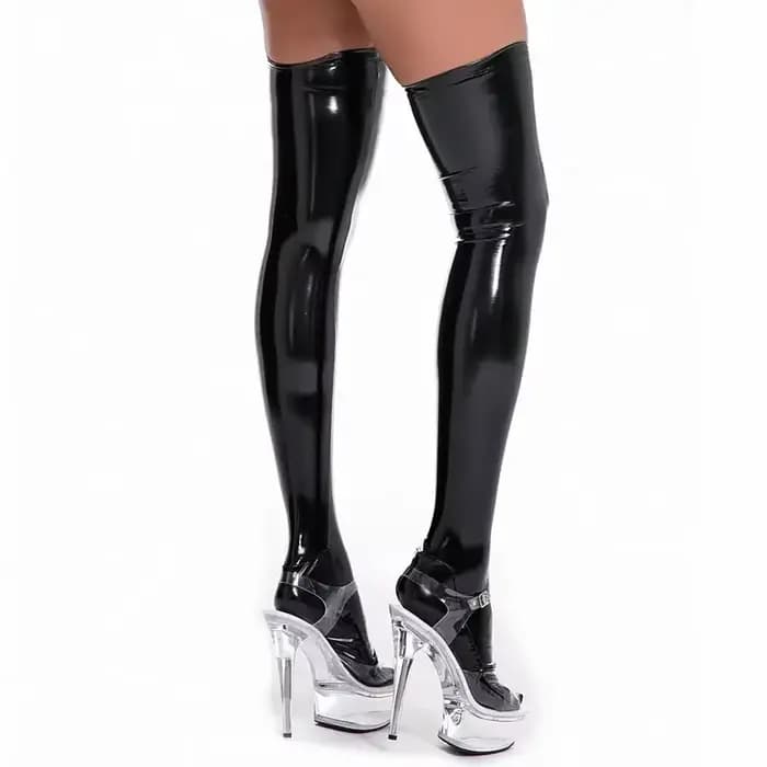 Chaussettes hautes en Faux cuir brillant pour femmes