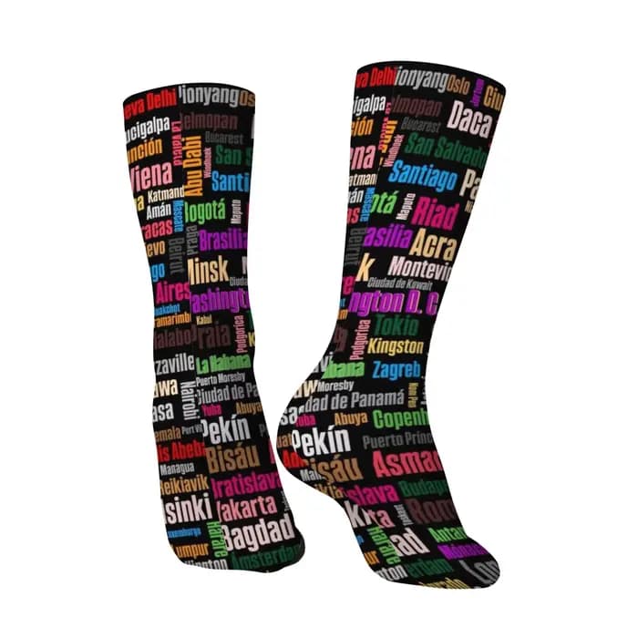 Chaussettes d'équipage avec noms de la ville du monde