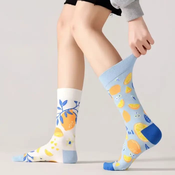 Chaussettes de Noël originales AB, mode européenne et américaine pour hommes et femmes - Chaussettes en coton colorées tendance avec design moyen et haut