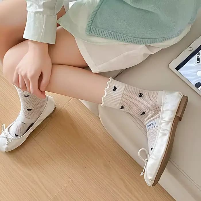 Chaussettes à volants en fibre de bambou pour femmes