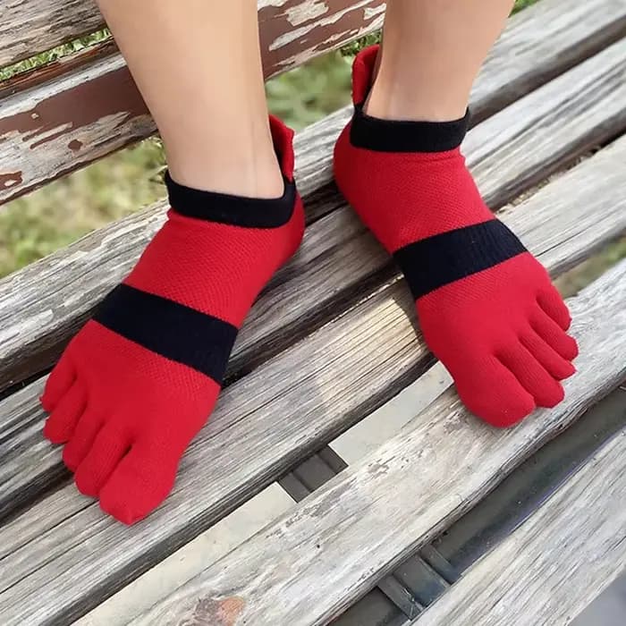 Chaussettes de sport grande taille pour homme, en maille, absorbantes, à coupe basse, rayées, pour le fitness et les voyages, chaussettes à 5 doigts, tailles EU43-47